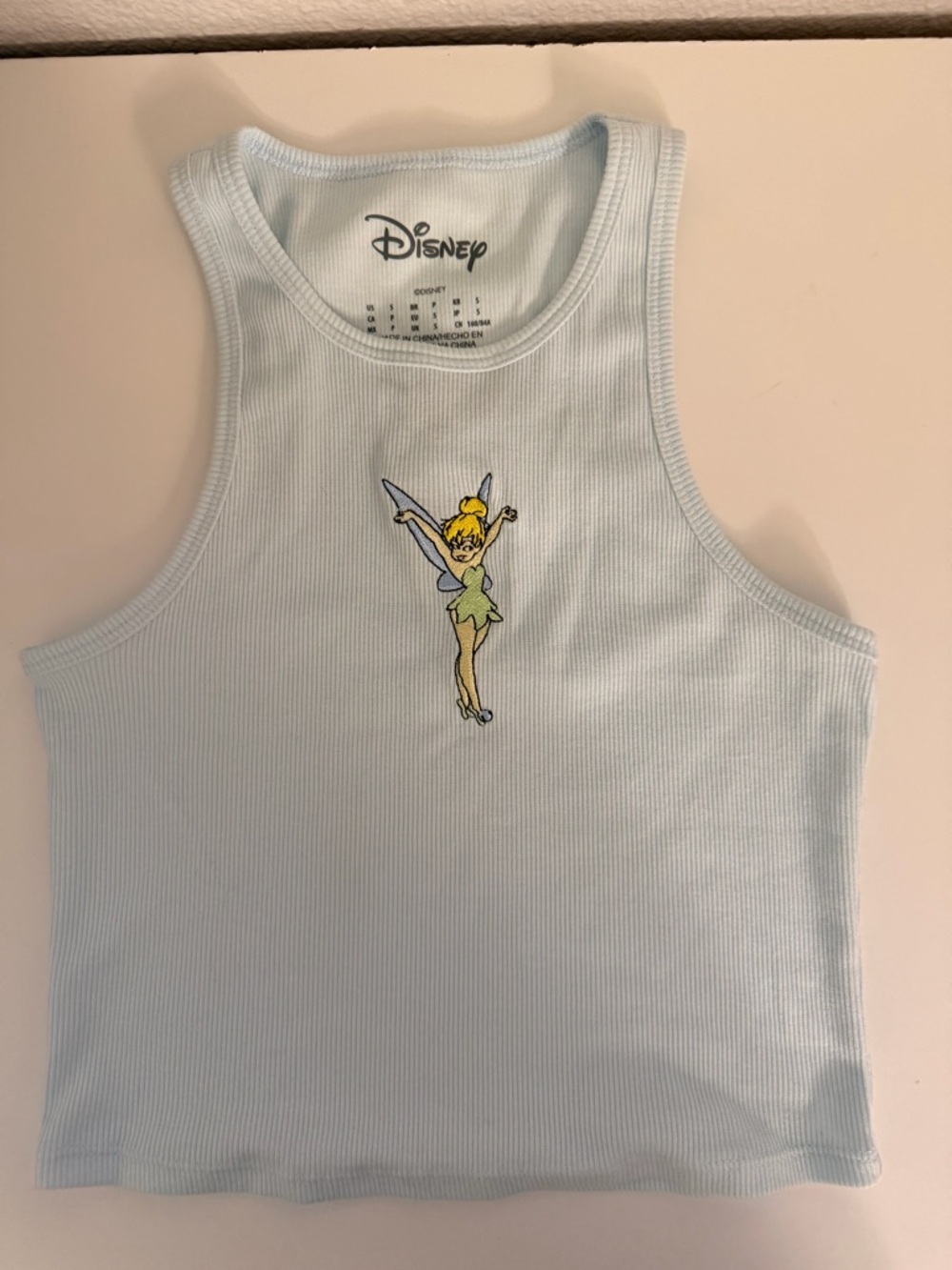Disney Light Blue Tinker Bell Ribbed Tank Top
